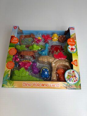 Dino Volcano Land Figure Play Set T Rex Dinosaur Plant Learn Party Collect Ni